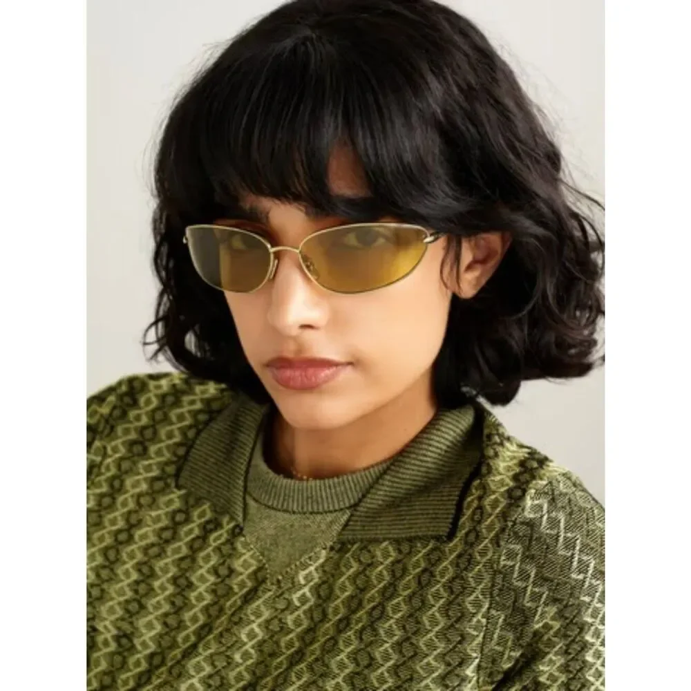 Loewe Men Sunglasses Gold Brown Wraparound LW40164U 32E NEW AUTHENTIC